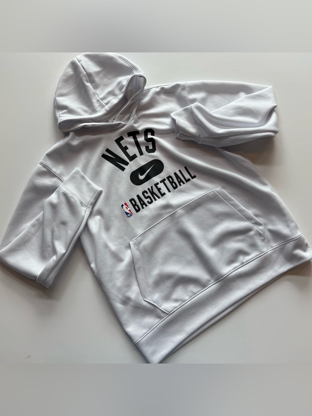 Nike Brooklyn Nets Spotlight Men’s M Drifit Pullover NBA Hoodie White DB0883-051